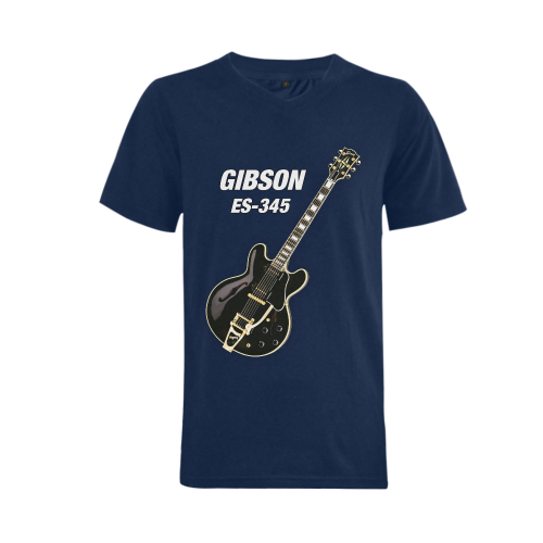 Black gibson-es-345 Men's V-Neck T-shirt  Big Size(USA Size) (Model T10)