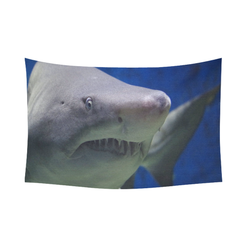 Great White Shark Attack Cotton Linen Wall Tapestry 90"x 60"