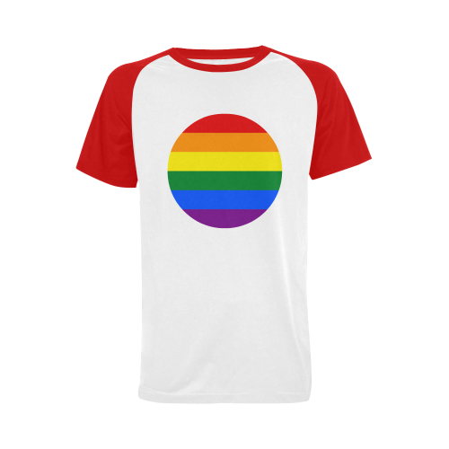 Gay Pride Rainbow Flag Stripes Men's Raglan T-shirt (USA Size) (Model T11)