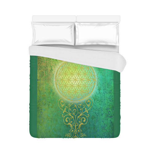 Symbol FLOWER OF LIFE vintage gold green Duvet Cover 86"x70" ( All-over-print)