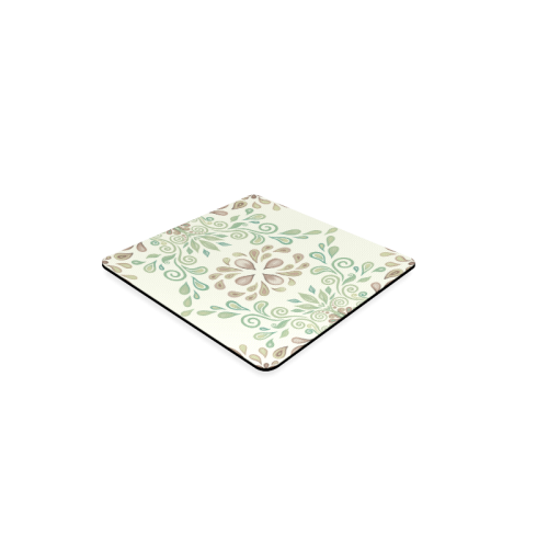 Green watercolor ornaments Square Coaster