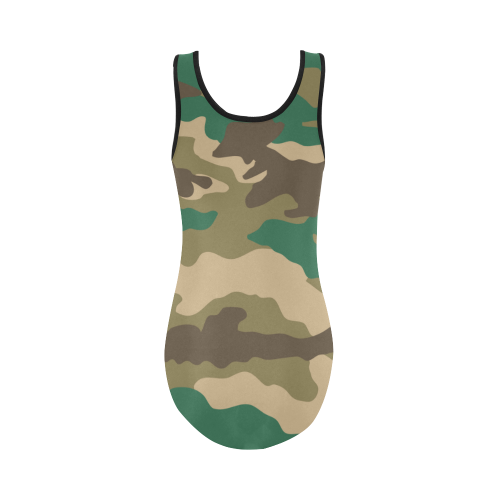 Woodland Camo Vest One Piece Swimsuit (Model S04)