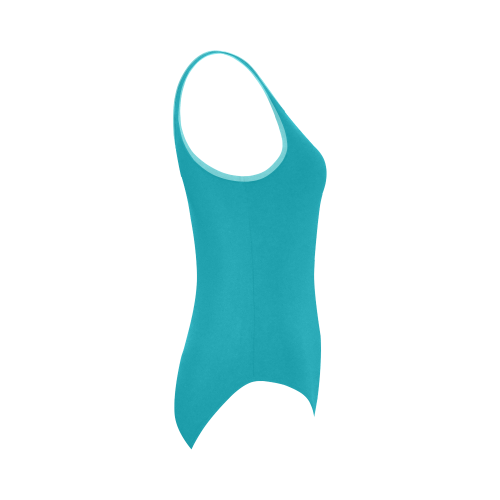 Peacock Blue Vest One Piece Swimsuit (Model S04)