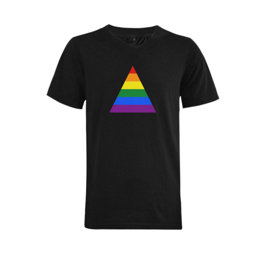 Gay Pride Rainbow Flag Stripes Men's V-Neck T-shirt (USA Size) (Model T10)