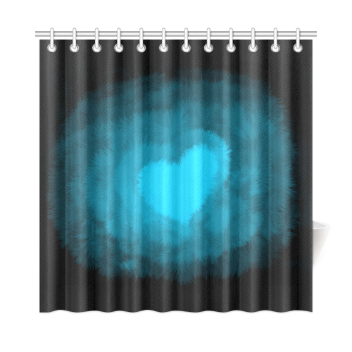 Blue Fluffy Heart Shower Curtain 72"x72"