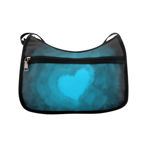 Blue Fluffy Heart Crossbody Bags (Model 1616)