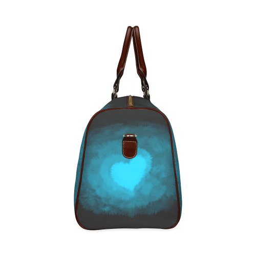 Blue Fluffy Heart Waterproof Travel Bag/Large (Model 1639)