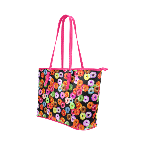 Colorful Yummy DONUTS pattern Leather Tote Bag/Large (Model 1651)