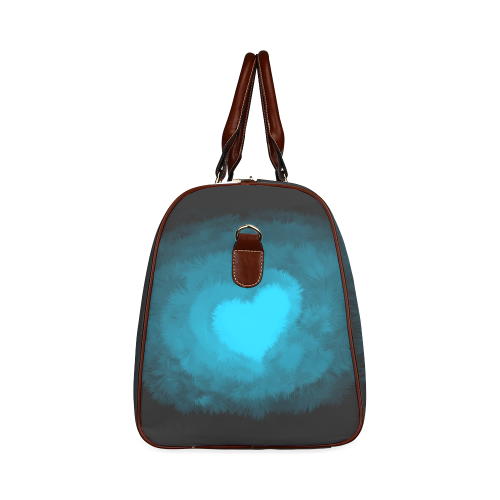 Blue Fluffy Heart Waterproof Travel Bag/Large (Model 1639)