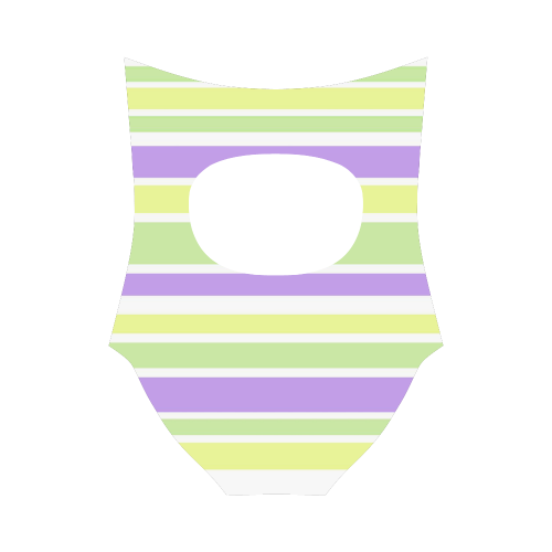 Yellow Green Purple Stripes Pattern Strap Swimsuit ( Model S05)