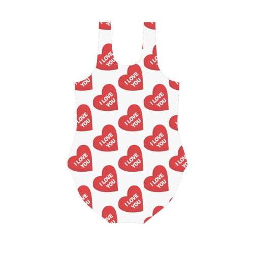 I love you in heart Vest One Piece Swimsuit (Model S04)