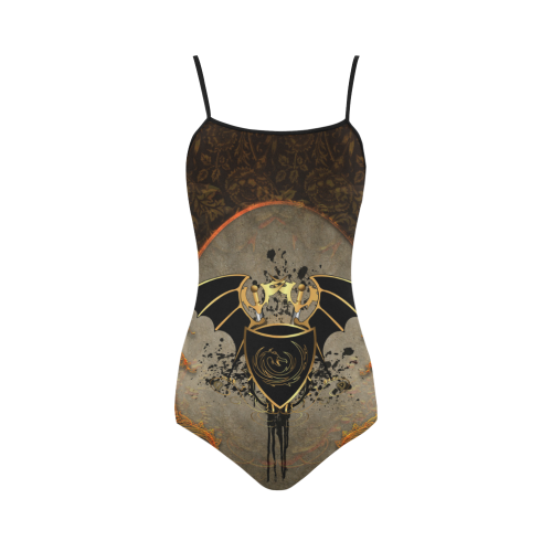 Dragon with swords and wings Strap Swimsuit ( Model S05)