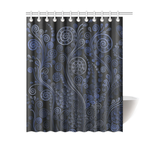 Ornamental. Blue on Gray Shower Curtain 60"x72"