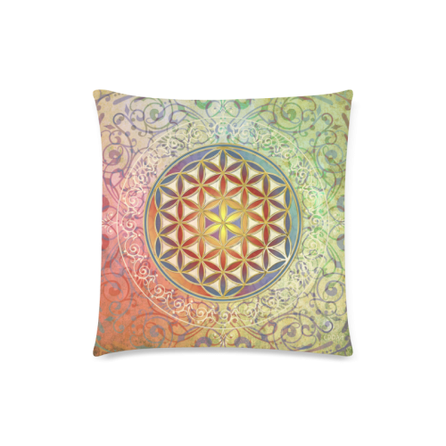 FLOWER OF LIFE vintage ornaments green red Custom Zippered Pillow Case 18"x18"(Twin Sides)