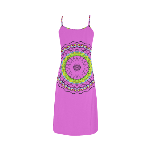 Pink Green Blue Red Mandala Kaleidoscope Star Dreamcatcher Alcestis Slip Dress (Model D05)