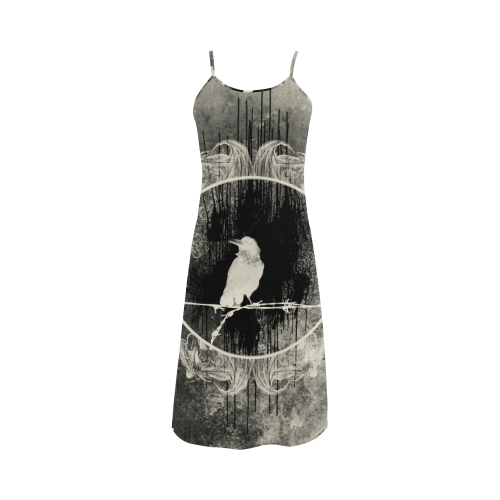 The crow with flowers, vintage design Alcestis Slip Dress (Model D05)