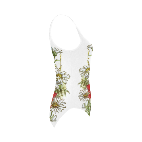 Vintage Floral Daisies Poppies Vest One Piece Swimsuit (Model S04)