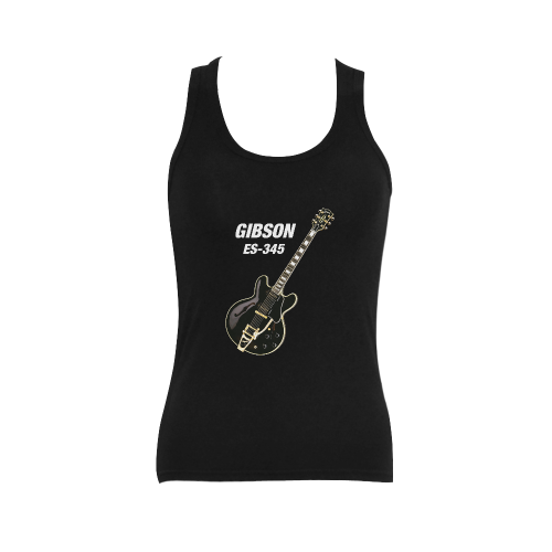 Black gibson-es-345 Women's Shoulder-Free Tank Top (Model T35)