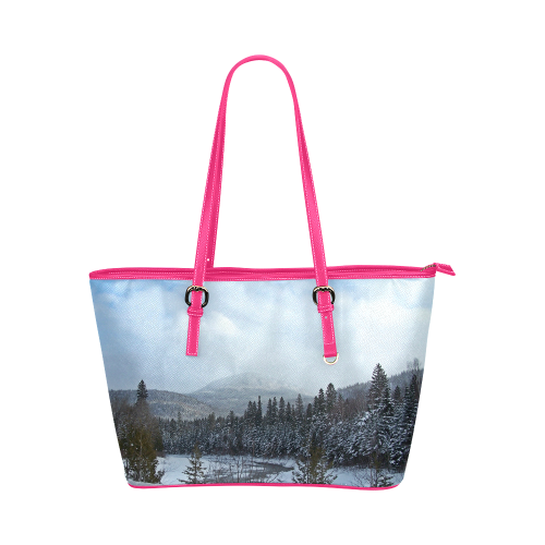 Winter Wonderland Leather Tote Bag/Small (Model 1651)