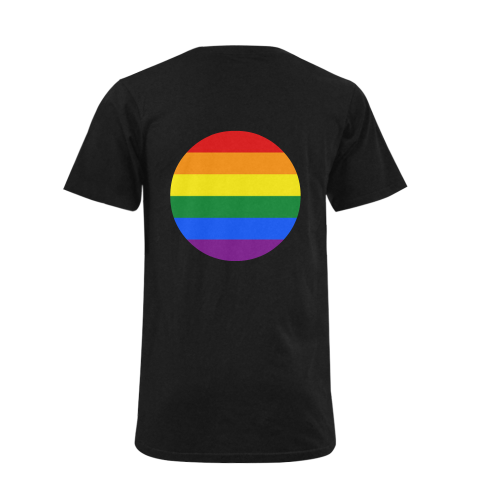 Gay Pride Rainbow Flag Stripes Men's V-Neck T-shirt (USA Size) (Model T10)