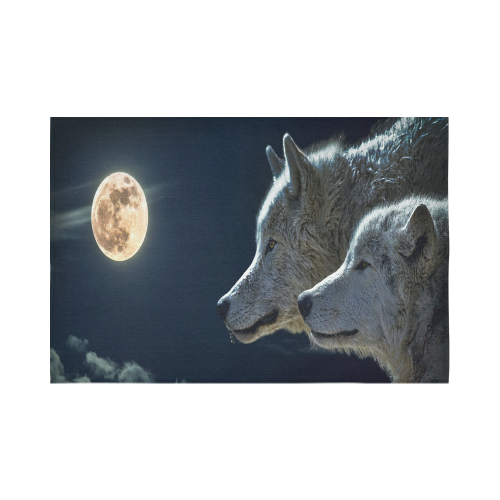 Wolven Love By The Light Of The Moon Cotton Linen Wall Tapestry 90"x 60"