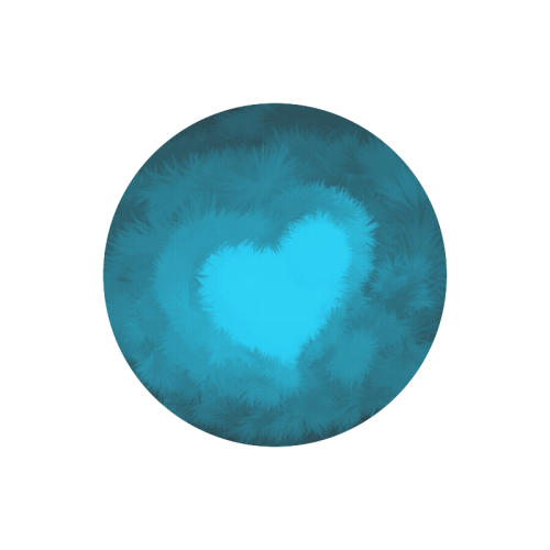 Blue Fluffy Heart Round Mousepad