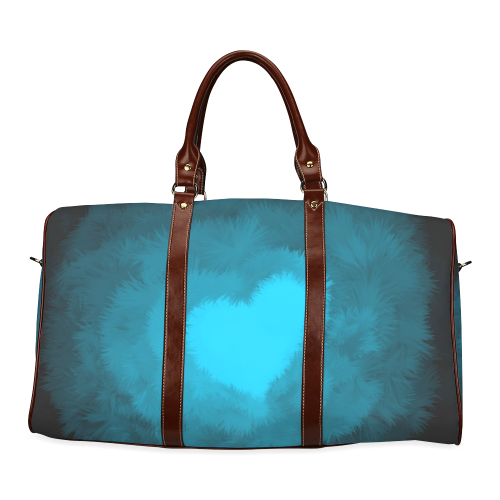 Blue Fluffy Heart Waterproof Travel Bag/Large (Model 1639)