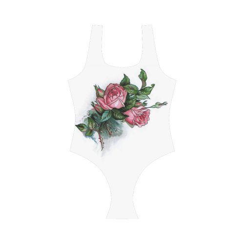 Roses Vintage Floral Vest One Piece Swimsuit (Model S04)
