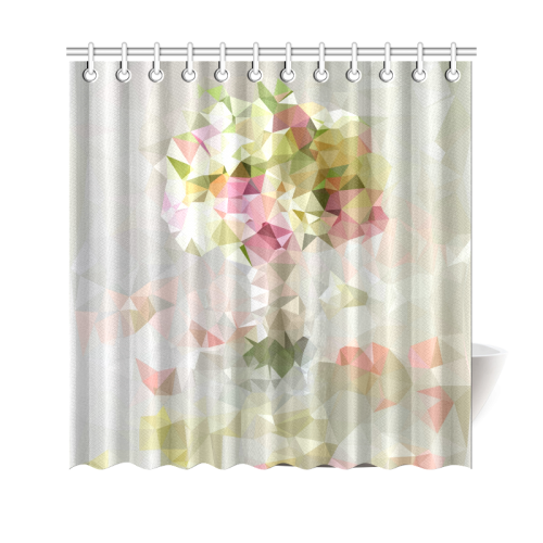 Low Poly Pastel Flower Shower Curtain 69"x70"