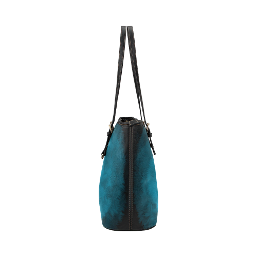 Blue Fluffy Heart Leather Tote Bag/Small (Model 1651)