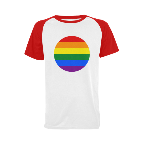 Gay Pride Rainbow Flag Stripes Men's Raglan T-shirt Big Size (USA Size) (Model T11)