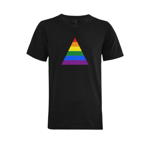 Gay Pride Rainbow Flag Stripes Men's V-Neck T-shirt  Big Size(USA Size) (Model T10)