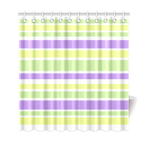 Yellow Green Purple Stripes Pattern Shower Curtain 69"x72"