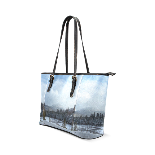 Winter Wonderland Leather Tote Bag/Small (Model 1640)