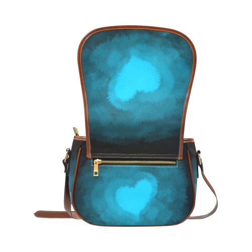 Blue Fluffy Heart Saddle Bag/Small (Model 1649) Full Customization