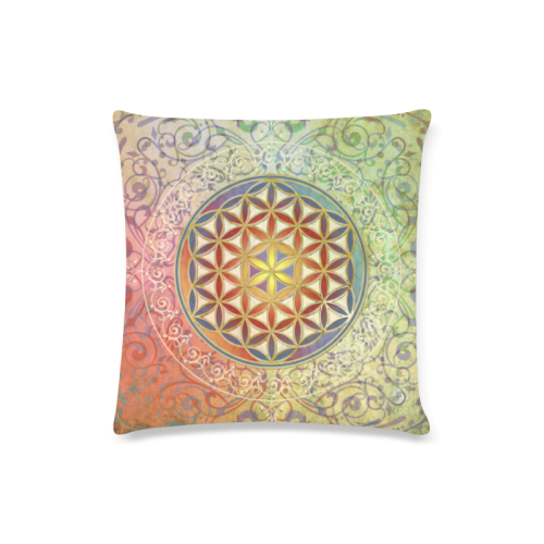 FLOWER OF LIFE vintage ornaments green red Custom Zippered Pillow Case 16"x16"(Twin Sides)