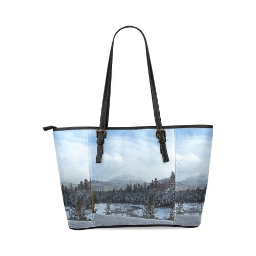 Winter Wonderland Leather Tote Bag/Small (Model 1640)