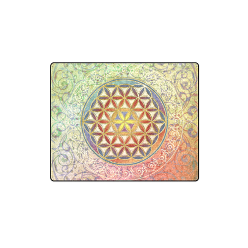FLOWER OF LIFE vintage ornaments green red Blanket 40"x50"