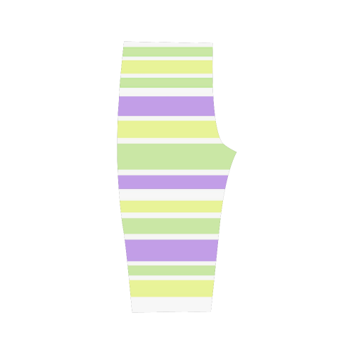 Yellow Green Purple Stripes Pattern Hestia Cropped Leggings (Model L03)