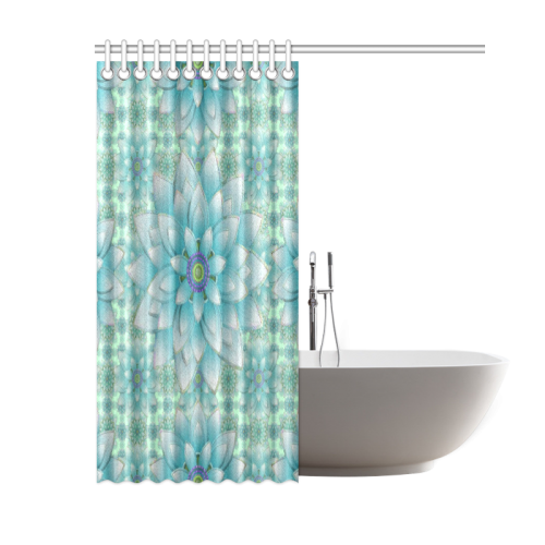 Turquoise Happy Lotus Shower Curtain 60"x72"