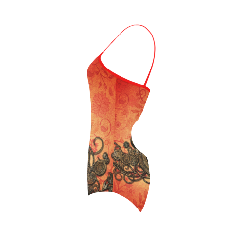 Decorative design, red and black Strap Swimsuit ( Model S05)