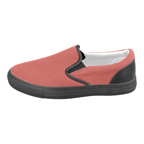 Aurora Red Men's Slip-on Canvas Shoes (Model 019)