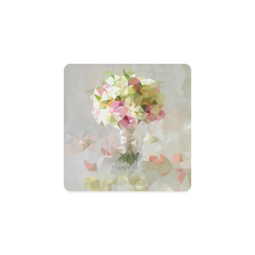 Low Poly Pastel Flowers Square Coaster