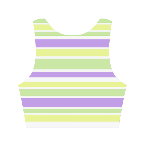 Yellow Green Purple Stripes Pattern Women's Crop Top (Model T42)