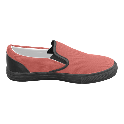 Aurora Red Men's Slip-on Canvas Shoes (Model 019)