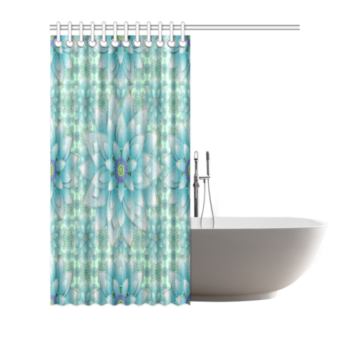 Turquoise Happy Lotus Shower Curtain 72"x72"