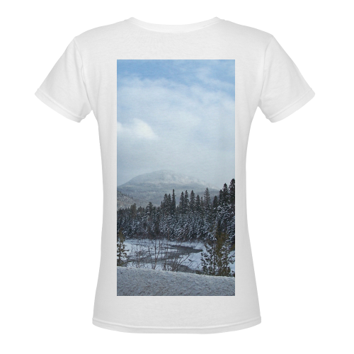 Winter Wonderland Women's Deep V-neck T-shirt (Model T19)