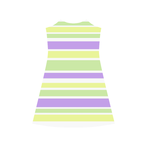 Yellow Green Purple Stripes Pattern Alcestis Slip Dress (Model D05)
