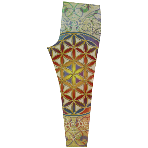 FLOWER OF LIFE vintage ornaments green red Cassandra Women's Leggings (Model L01)