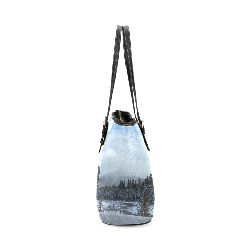 Winter Wonderland Leather Tote Bag/Small (Model 1640)